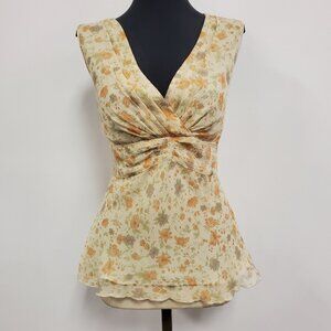 Vintage Casual Corner Womens Silk Y2K Babydoll Fairy Top Size 14 Yellow Preppy